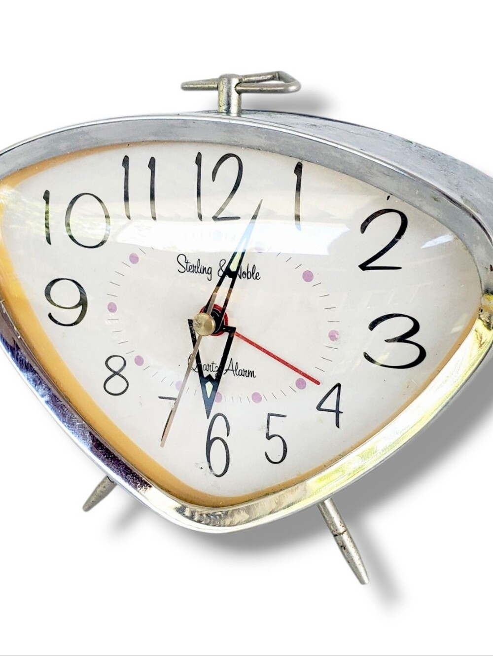 Vintage Retro Sterling & Noble Triangle Alarm Clock Quartz Beautiful